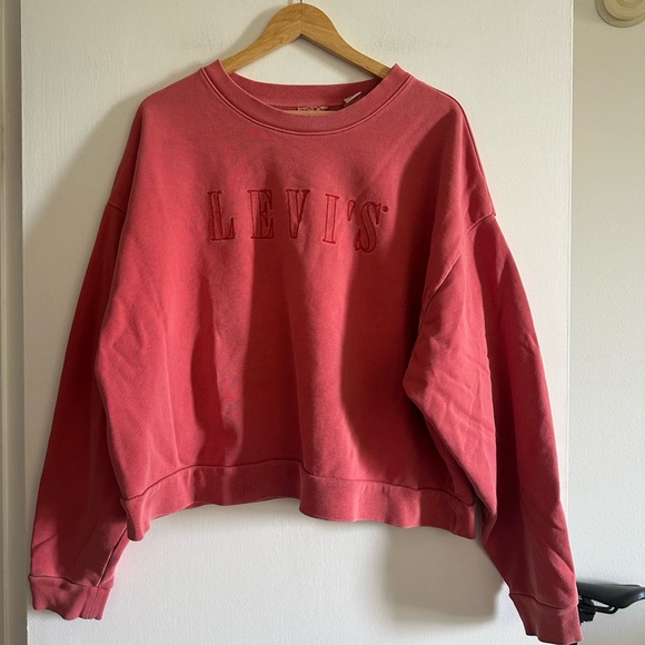 Levi's Sweaters - Levi’s Peach Pink Classic Crewneck Terry Cloth Long Sleeve Sweatshirt size XL